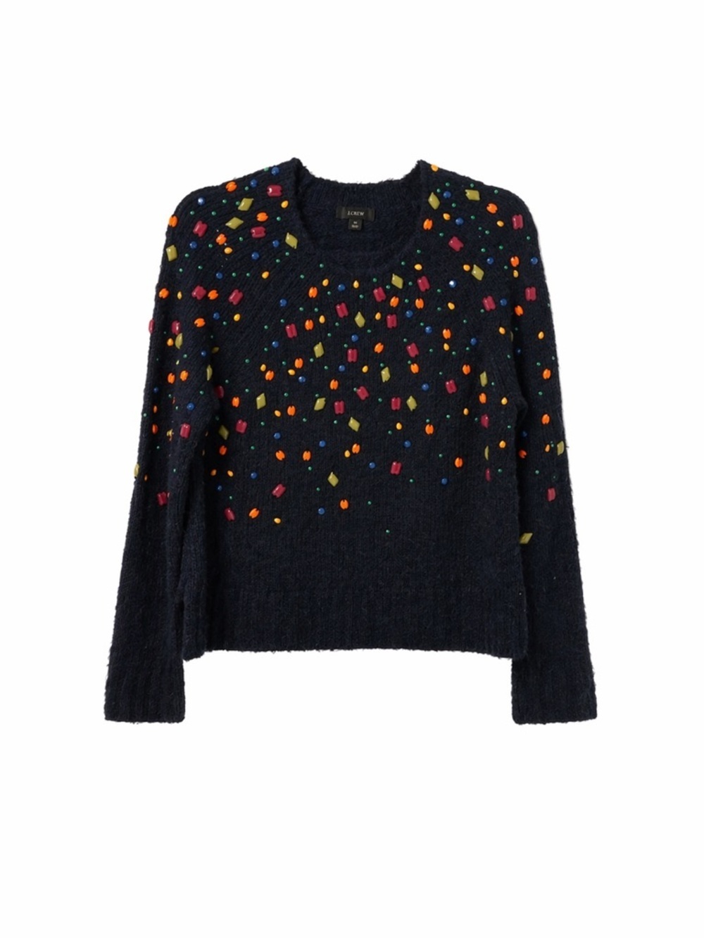 J. Crew Women’s Blue/Grey Embellished Alpaca- Blend long sleeve Sweater. Size-M